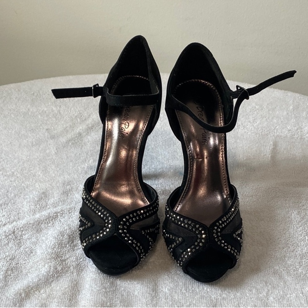Zara Black Heels with Ankle Straps and Peep-Toe Design